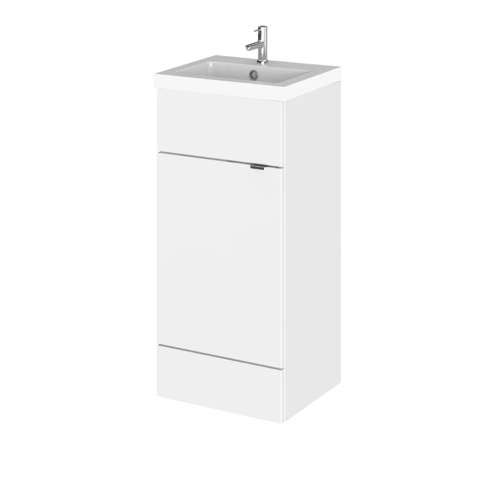 Hudson Reed Fusion Gloss White 400 Floor Standing Vanity Unit with Basin