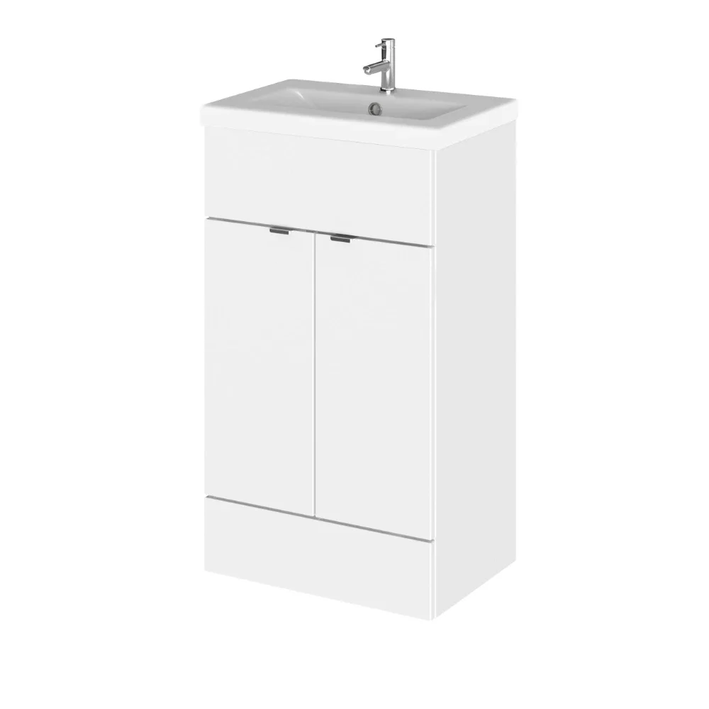Hudson Reed Fusion Gloss White 500 Floor Standing 2 Door Vanity Unit with Basin