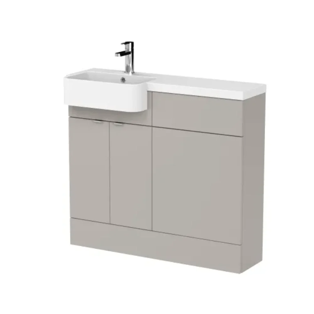 Hudson Reed Fusion Pebble Grey 1000 LH Semi Recessed Basin Combination Unit