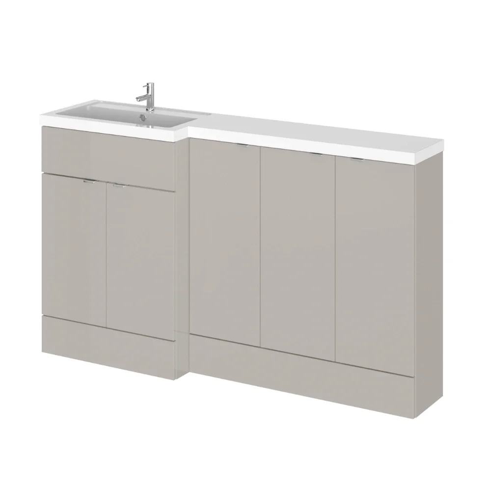 Hudson Reed Fusion Pebble Grey 1500 5 Door Combination LH Basin Vanity Unit