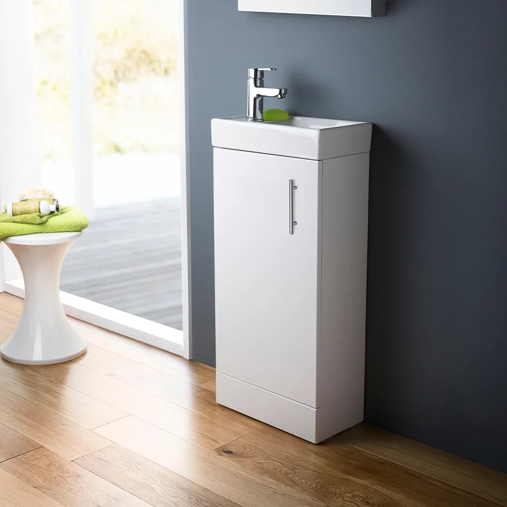 Nuie Vault 400mm Floor Standing Cloakroom Vanity Unit with Ceramic Basin