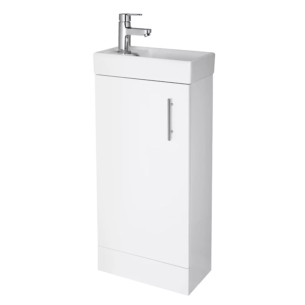 Nuie Vault 400mm Floor Standing Cloakroom Vanity Unit with Ceramic Basin