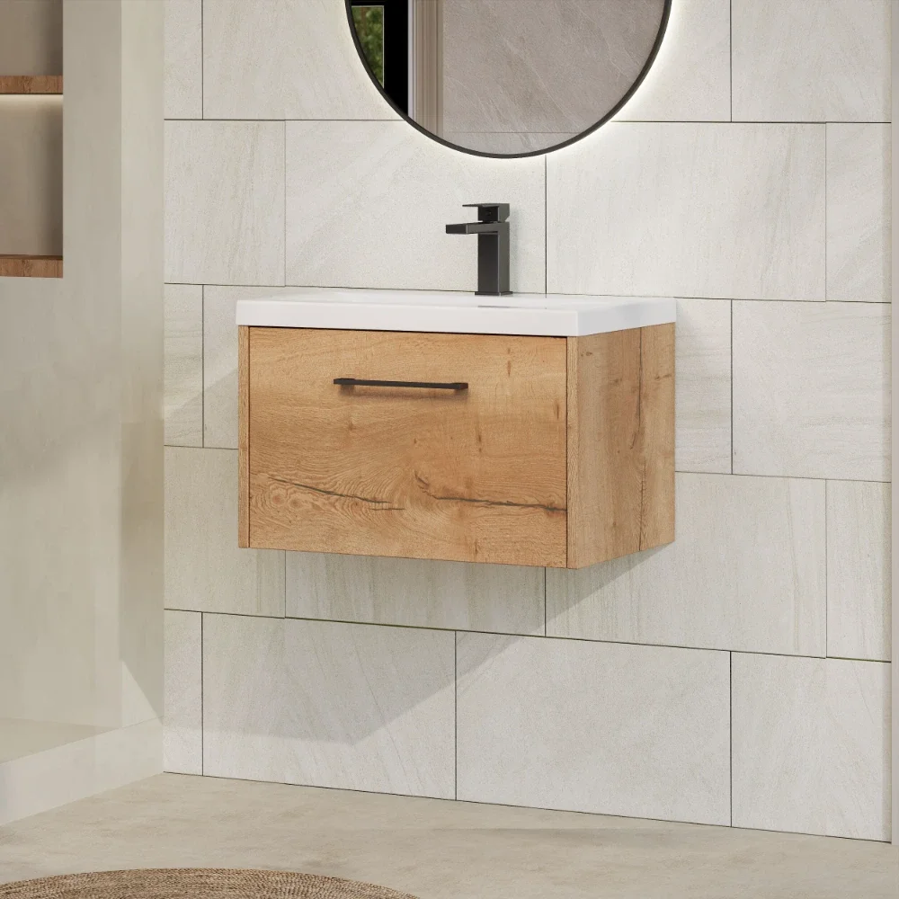 Hudson Reed Juno 600 Oak Wall Hung Vanity Unit