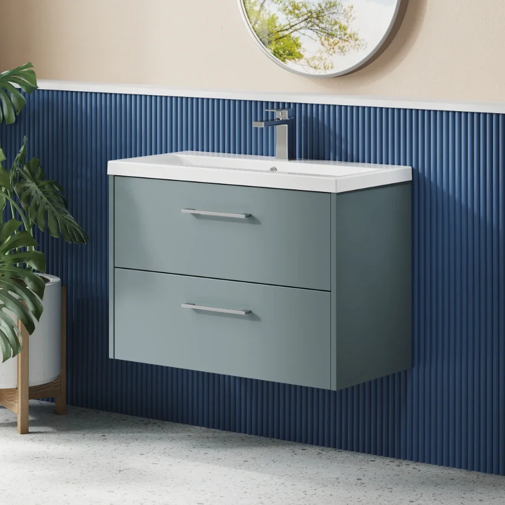 Hudson Reed Juno Grey 800 2 Drawer Wall Hung Vanity Unit