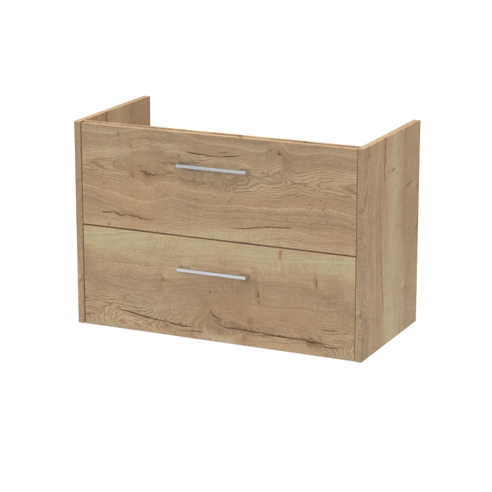 Hudson Reed Juno Oak 800 2 Drawer Wall Hung Vanity Unit