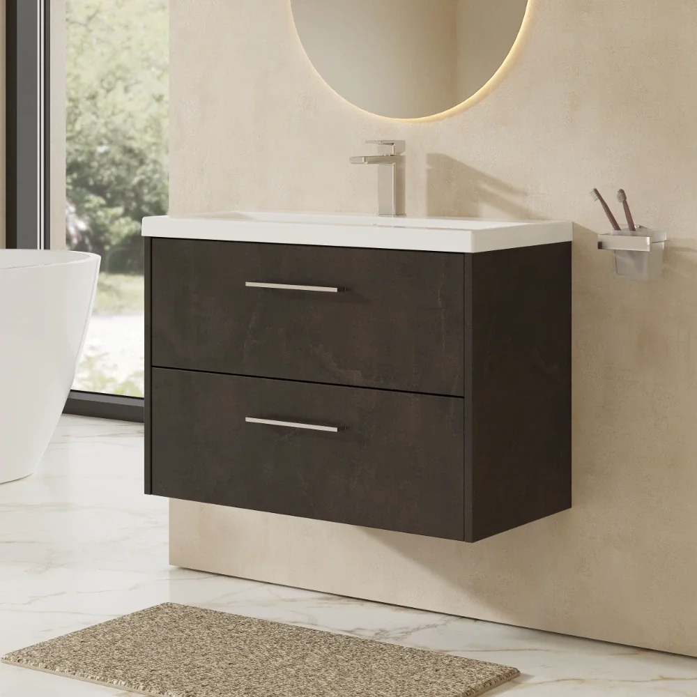 Hudson Reed Juno Slate 800 2 Drawer Wall Hung Vanity Unit