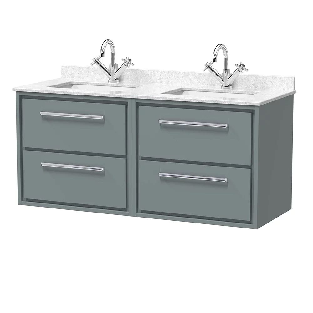 Hudson Reed Lille 1200 4 Drawer Coastal Grey Wall Hung Vanity Unit