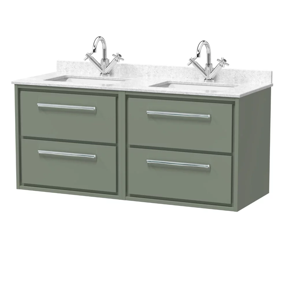 Hudson Reed Lille 1200 4 Drawer Fern Green Wall Hung Vanity Unit