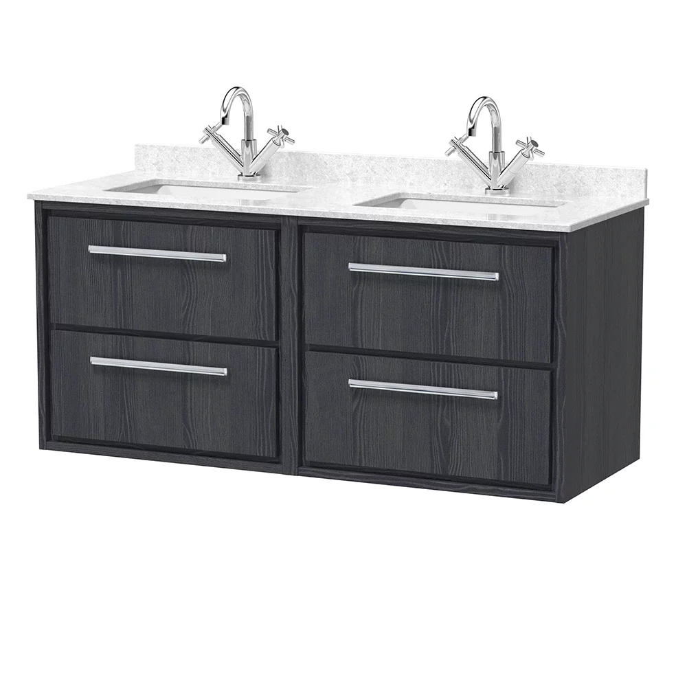Hudson Reed Lille 1200 4 Drawer Graphite Grey Wall Hung Vanity Unit