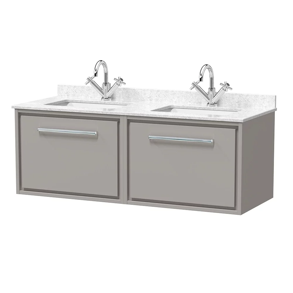 Hudson Reed Lille 1200 Pebble Grey Wall Hung Vanity Unit