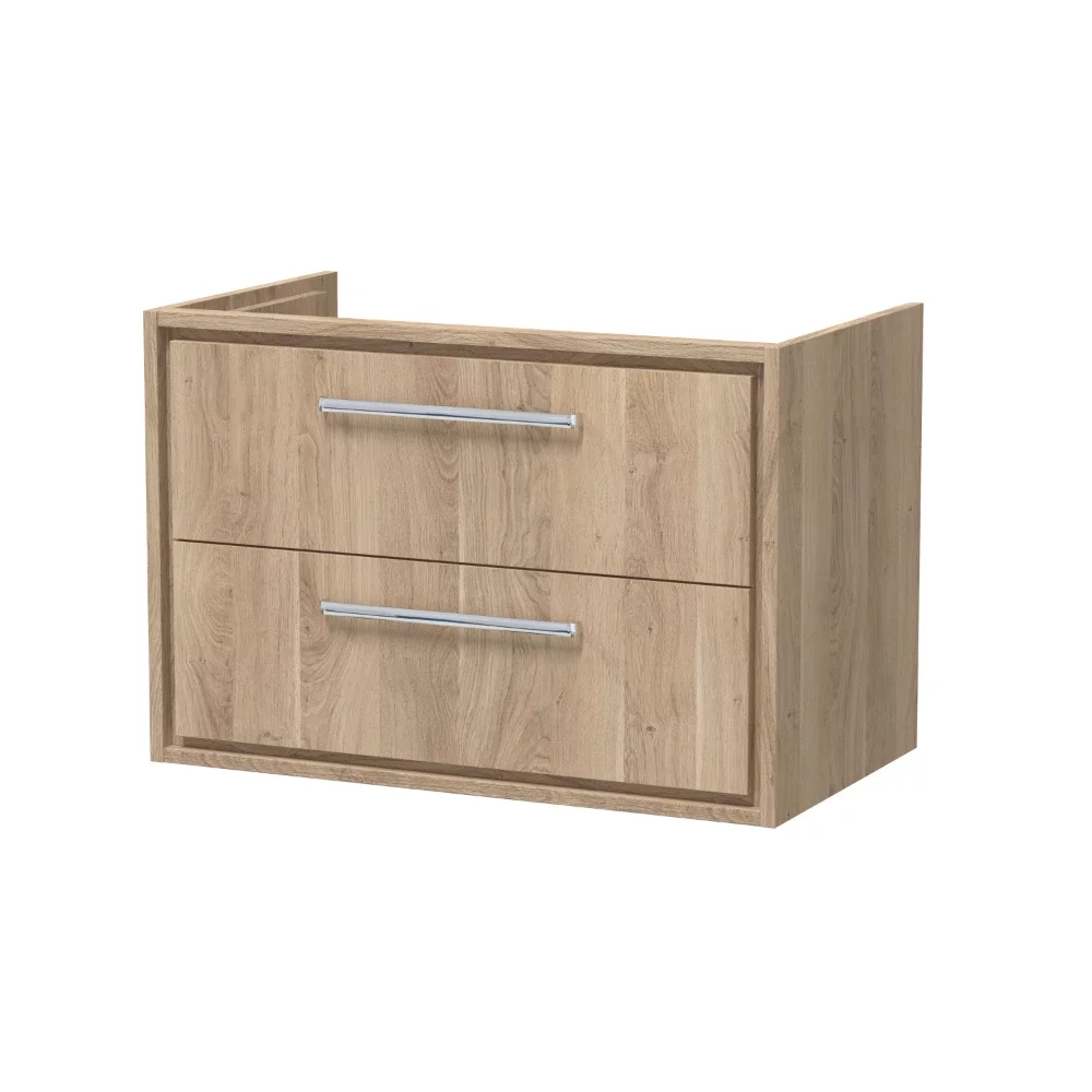 Hudson Reed Lille 800 2 Drawer Bleached Oak Wall Hung Vanity Unit