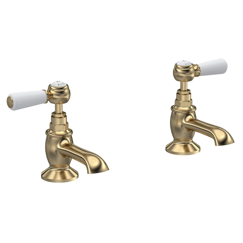 Hudson Reed Topaz Brushed Brass Hex Collar Basin Taps