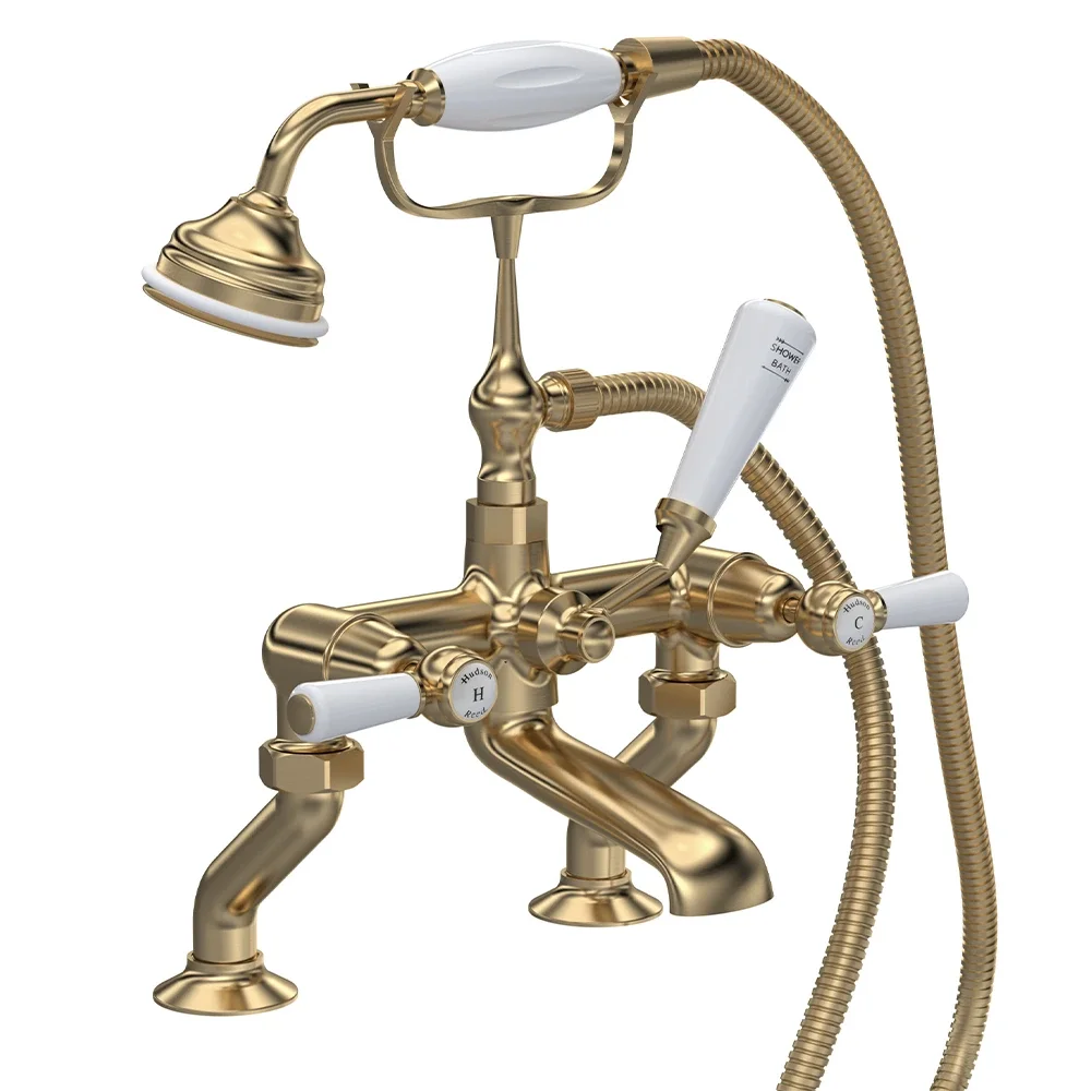 Hudson Reed Topaz Brushed Brass Dome Collar Bath Shower Mixer