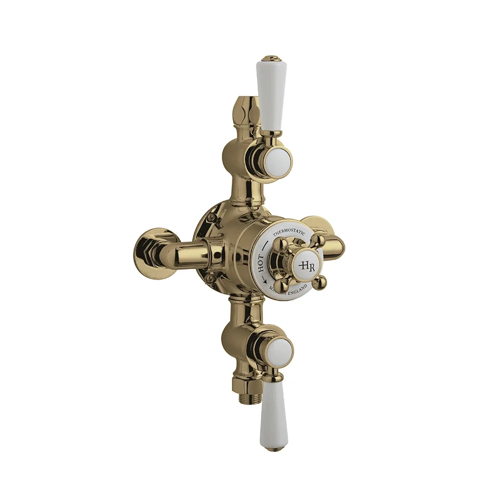 Hudson Reed Topaz Brushed Brass Exposed Triple Thermostatic Shower Valve