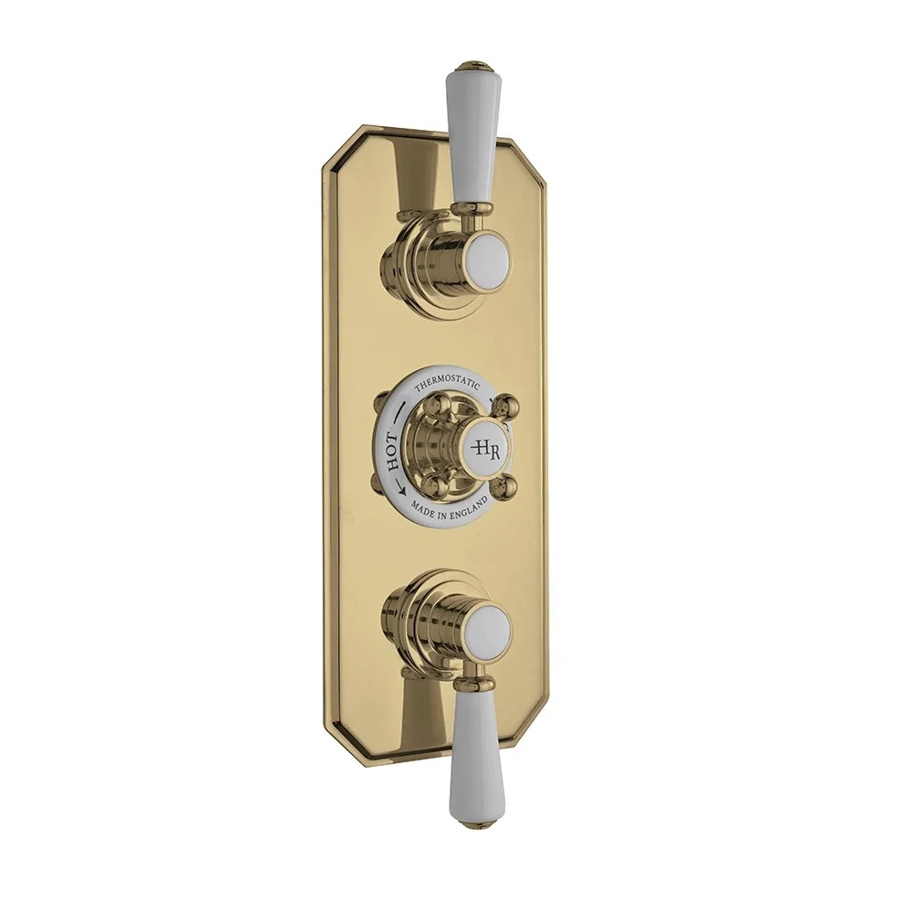 Hudson Reed Topaz Brushed Brass Triple Thermostatic Shower Valve & Diverter
