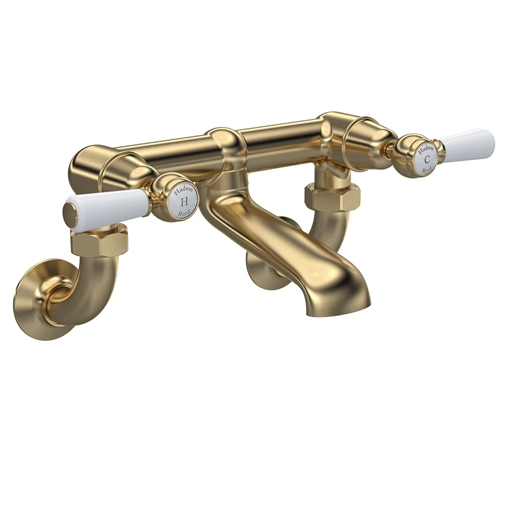 Hudson Reed Topaz Brushed Brass Wall Mounted Dome Collar Bath Filler
