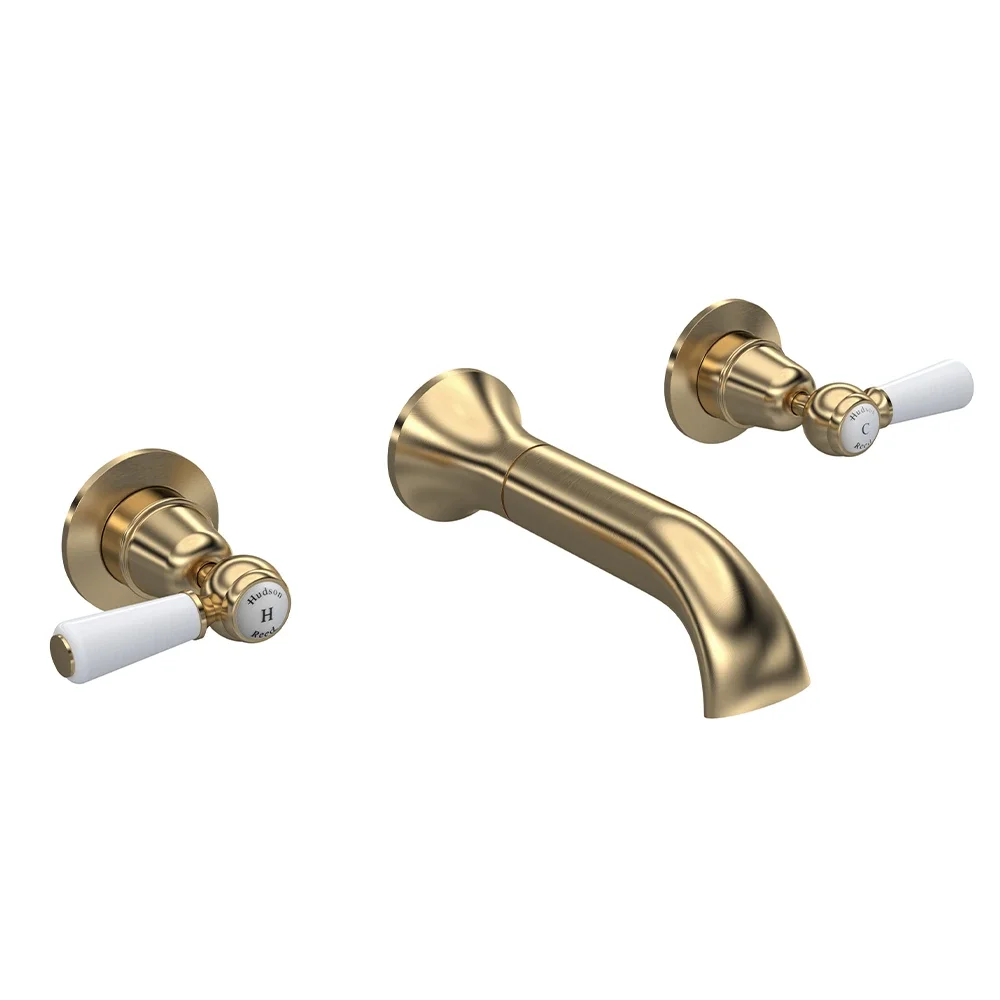 Hudson Reed Topaz Brushed Brass Wall Mounted Dome Collar Bath Mixer