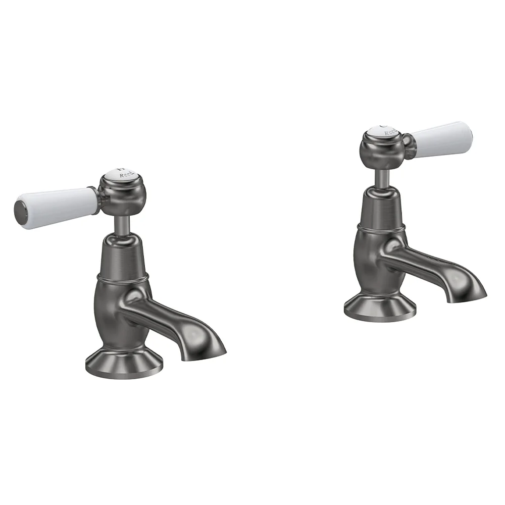 Hudson Reed Topaz Brushed Pewter Dome Collar Basin Taps