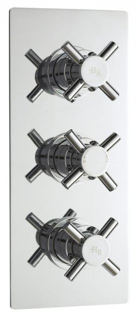 Tec Crosshead Triple Shower Valve With Diverter - Three Outlet - Hudson Reed 