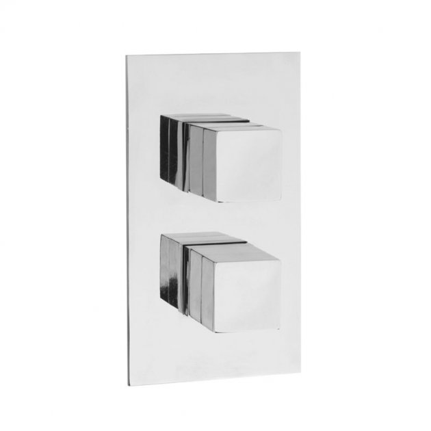 Lennox Square Twin Concealed Shower Valve with Diverter - Two Outlet - Hudson Reed