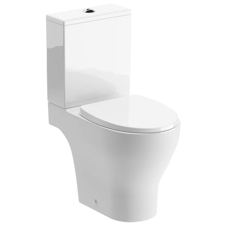 Idegem Rimless Short Projection Close Coupled Open Back WC & Soft Close Seat