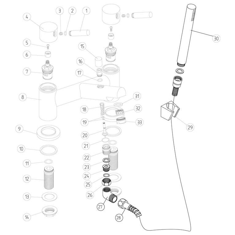 Idegem Bath Shower Mixer with Bracket