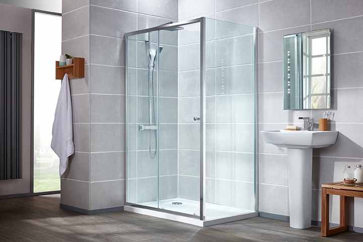 Frontline Aquaglass Intro Sliding Shower Door & Tray Pack - 1200mm