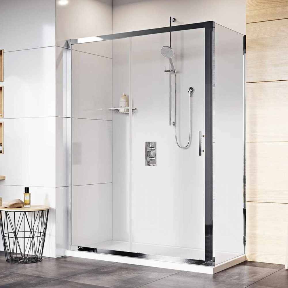 Roman Innov8 Sliding Shower Door & Side Panel 1500 x 900mm - Corner Fitting