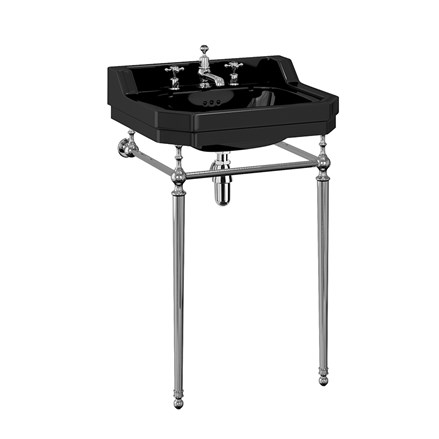 Burlington Jet Edwardian 560mm Basin Chrome Washstand - Jet Black