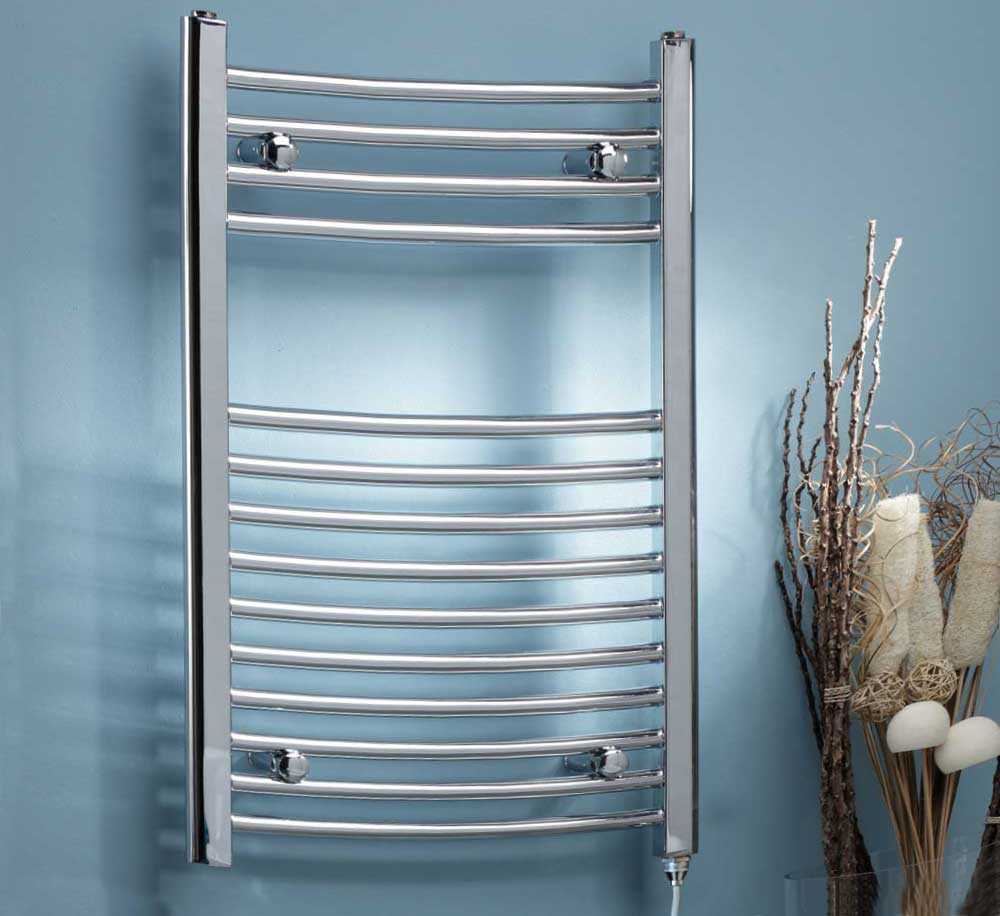 K-Rad Electric Only Towel Warmer - Chrome - Curved - 800 x 500