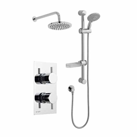 Plan Thermostatic Concealed Shower Valve with Fixed Rain Head & Riser Rail - Kartell UK