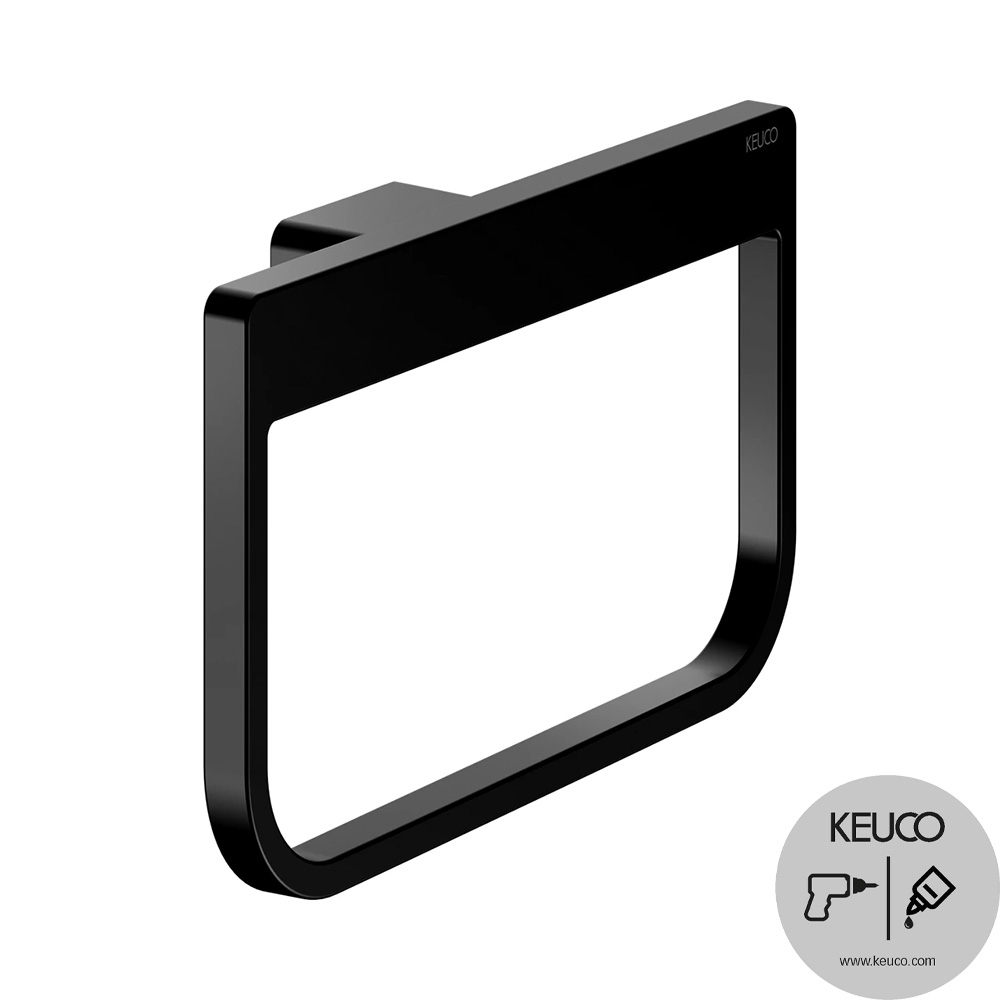 Keuco Aveno Matt Black Single Towel Ring