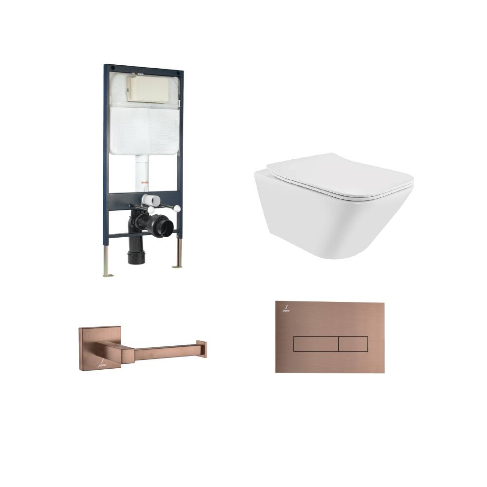 Jaquar Laguna Rimless Wall Hung Toilet Antique Copper Bundle