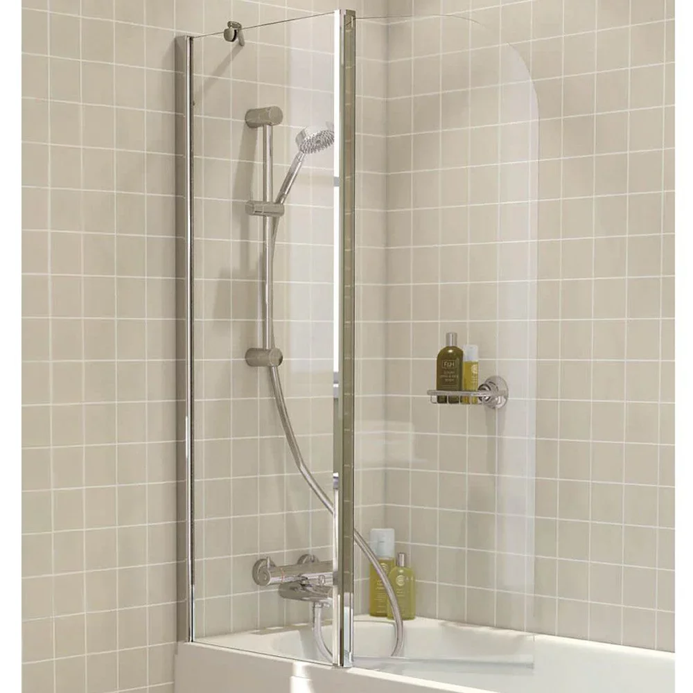 Lakes Classic Hinged Curved Edge Bath Twin Panel Bath Screen - 955 x 1400mm