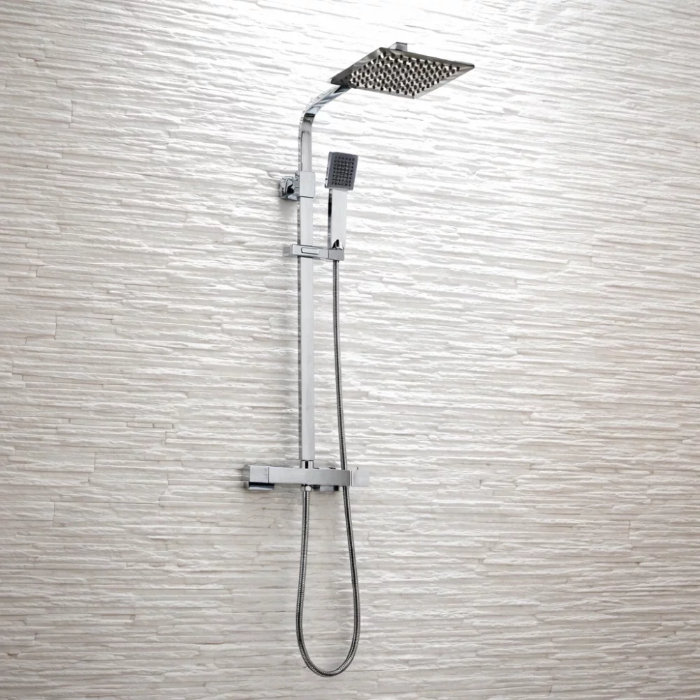 Lancia Elliot Square Chrome Dual Head Rigid Riser Shower