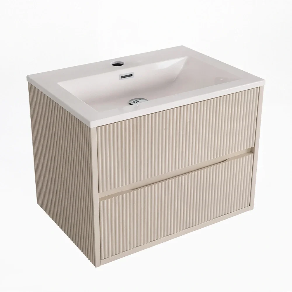 Lancia Linea Square Stone 600mm Wall Hung Basin Vanity Unit