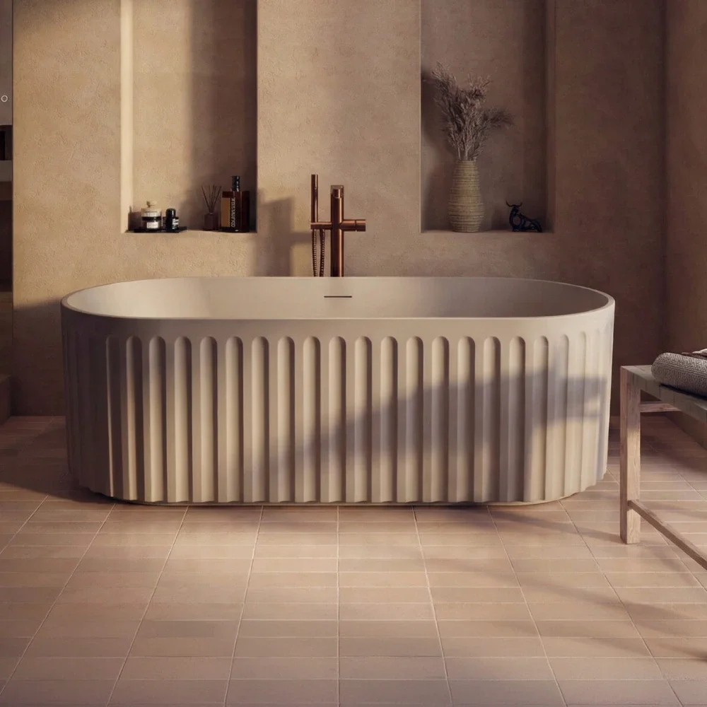 Lancia Lira Fluted Matt Clay Freestanding Bath 1700 x 750mm