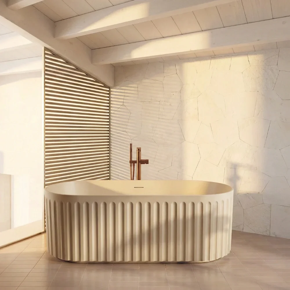 Lancia Lira Fluted Matt Stone Freestanding Bath 1700 x 750mm