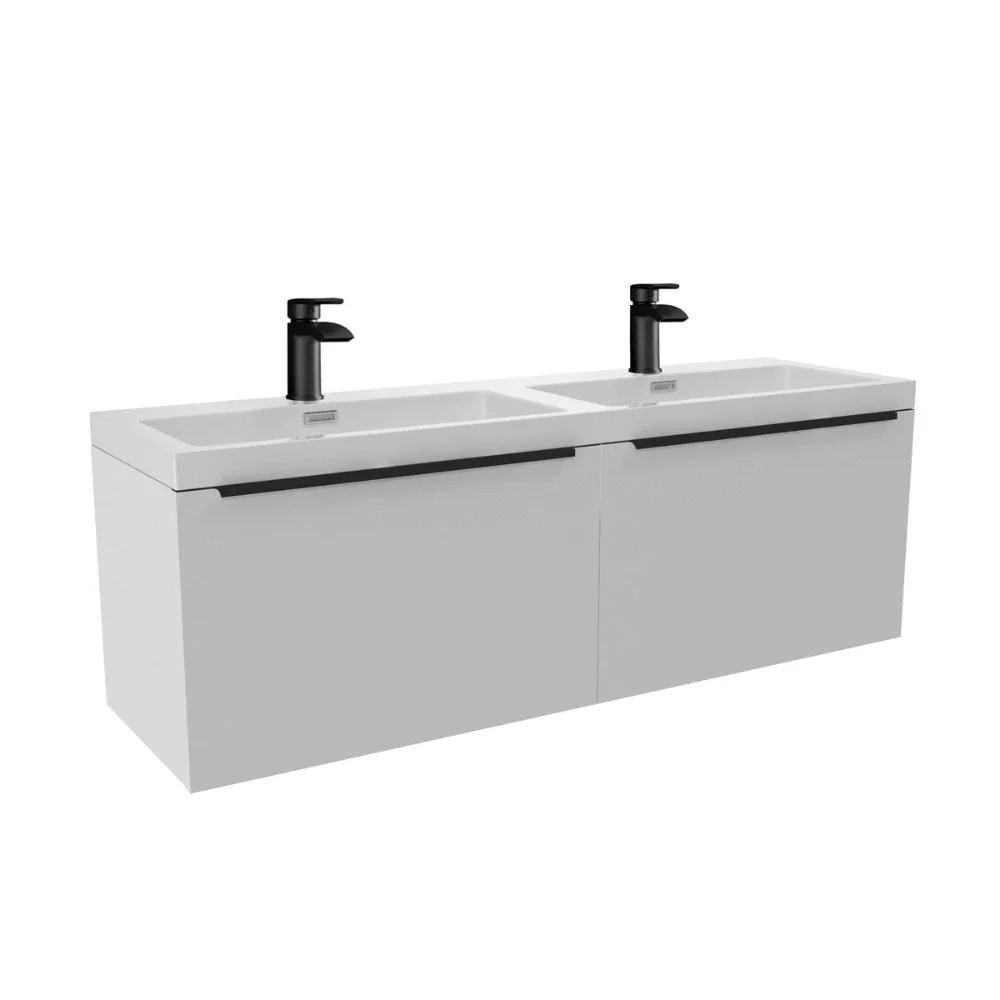 Lancia Muro 1200 Gloss White Wall Hung Double Vanity Unit