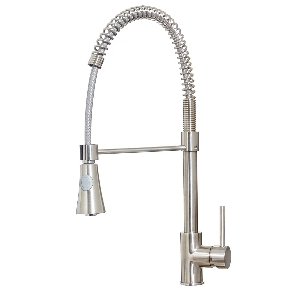 Lancia Tirare Spring Neck Mixer Tap with Pull-Out Spray- Brushed Nickel 