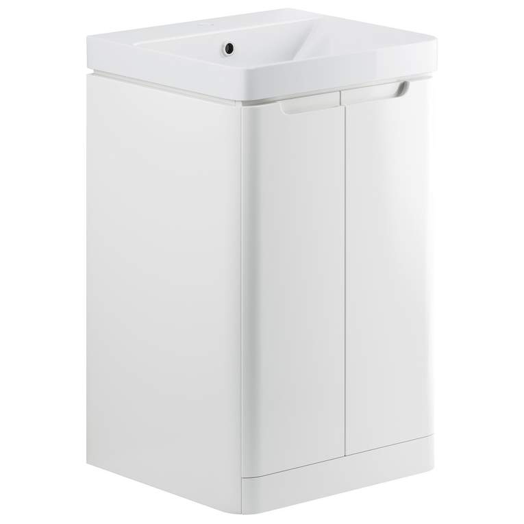 Laplane 500mm 2 Door Floor Standing Basin Vanity Unit - White Gloss