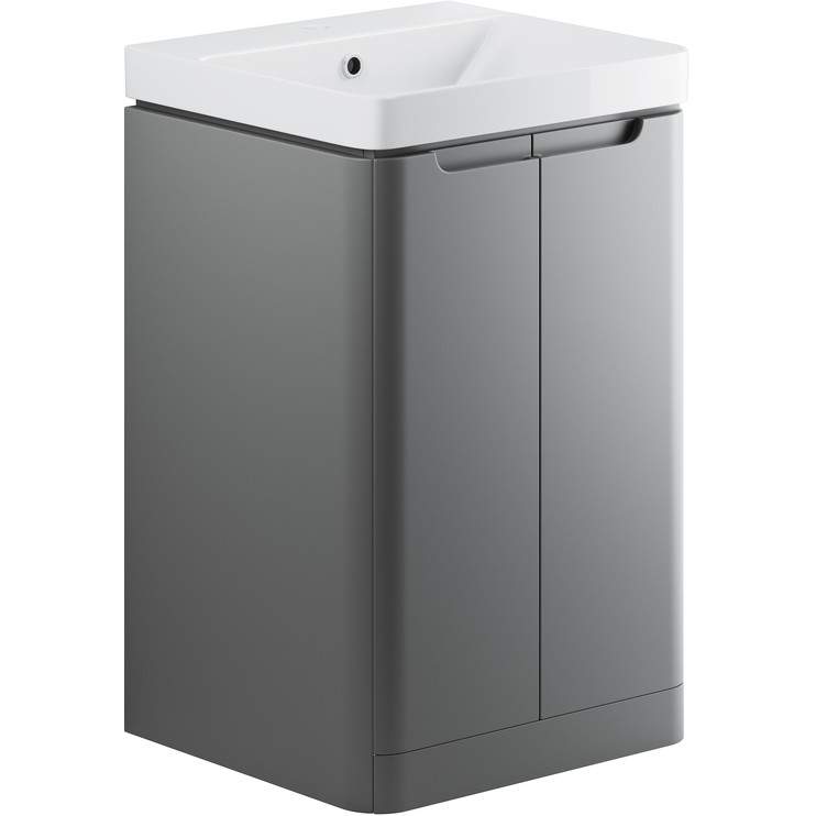 Laplane 500mm 2 Door Floor Standing Basin Vanity Unit - Matt Grey