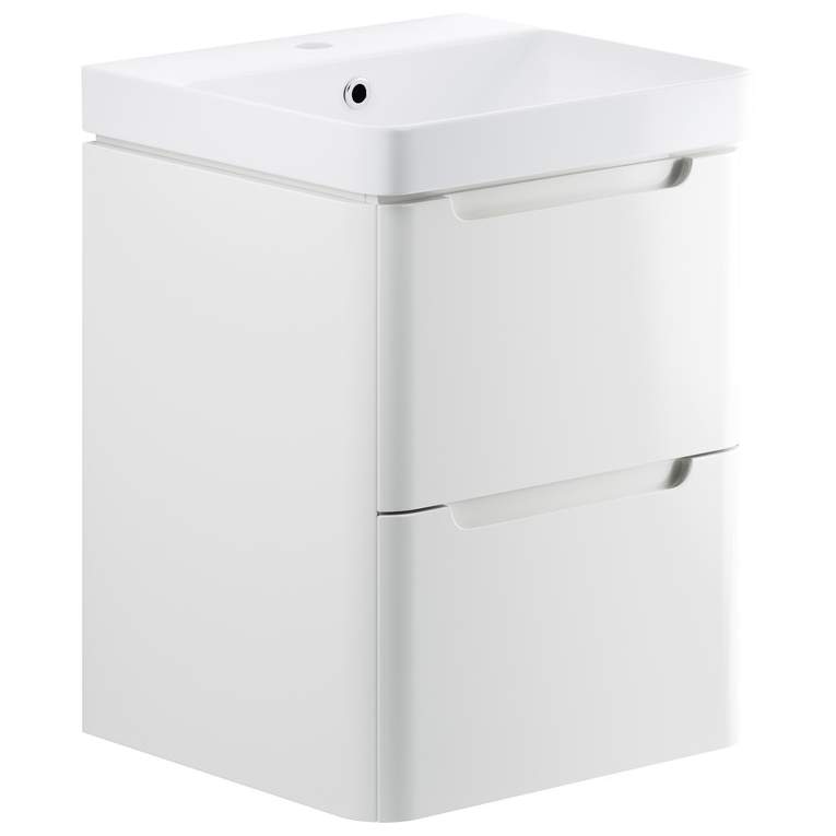 Laplane 500mm 2 Drawer Wall Hung Basin Unit - White Gloss