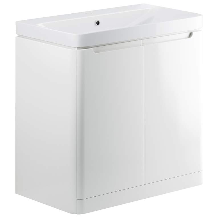 Laplane 800mm 2 Door Floor Standing Basin Vanity Unit - White Gloss