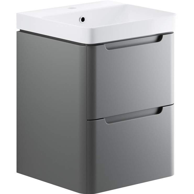 Laplane 500mm 2 Drawer Wall Hung Basin Unit - Matt Grey