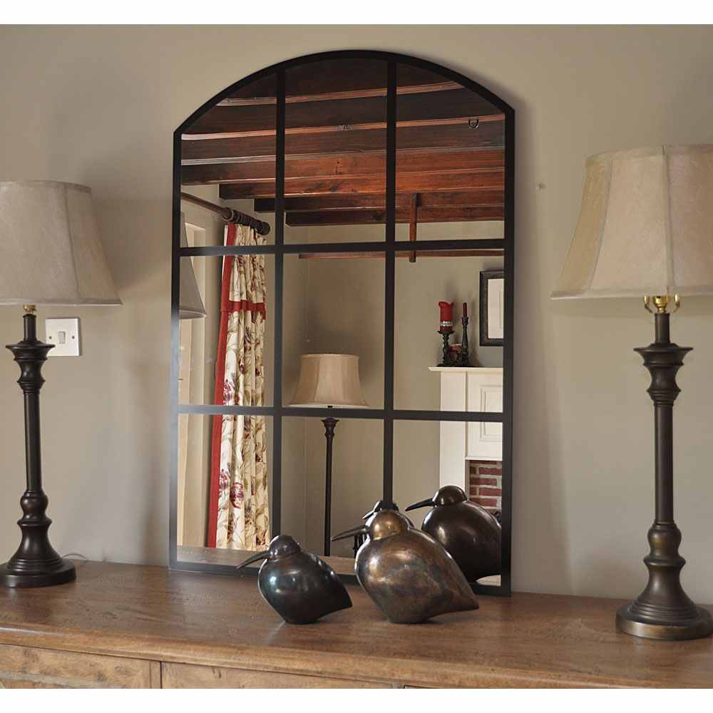 Roman Arched Black Grid Mirror - MIR02 - Non Illuminated Bathroom ...