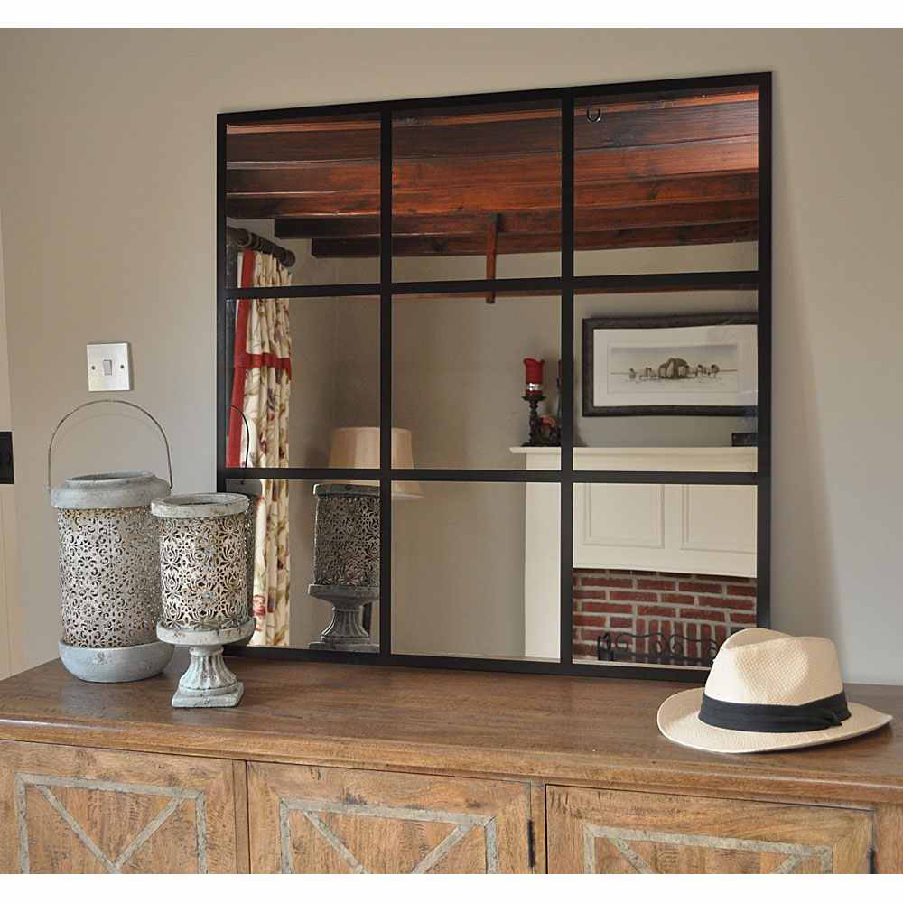 Roman Square Black Grid Mirror - MIR01 - Non Illuminated Bathroom ...
