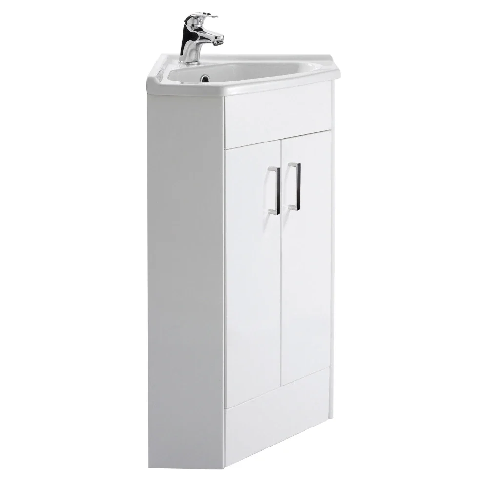 Nuie Mayford Floor Standing 2 Door Corner Vanity Unit with Ceramic Basin