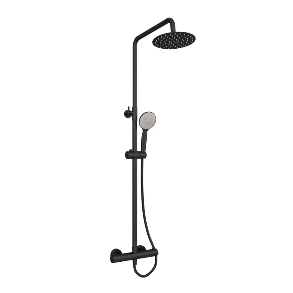 Modern Matt Black Round Dual Head Shower