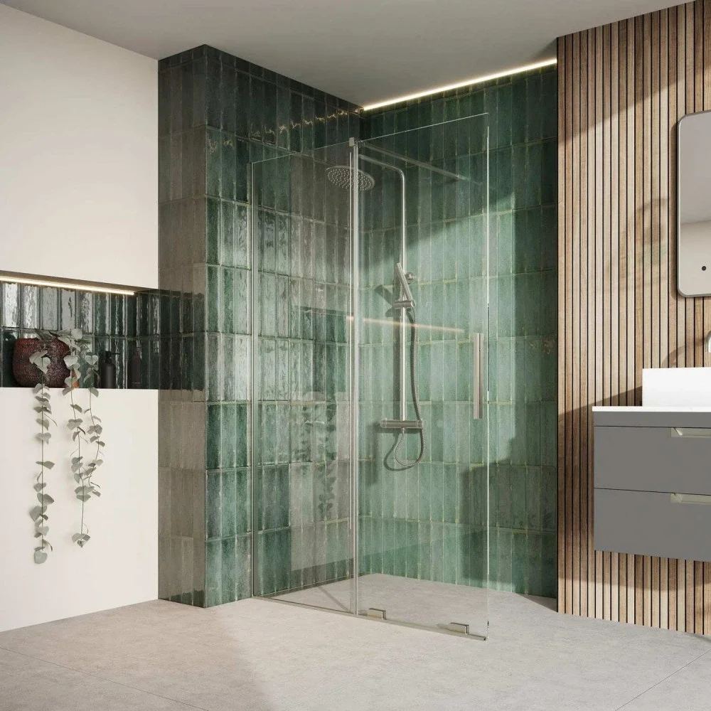 Lancia Momentum Sliding Wetroom Shower Door Brushed Nickel